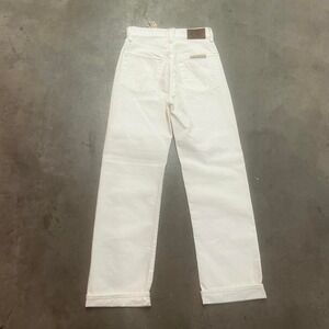 NWT RRL women's white high boy fit jeans straight outdoors mark shown 25